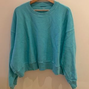 Aerie Love Corded Cropped Crew Sweatshirt, Medium